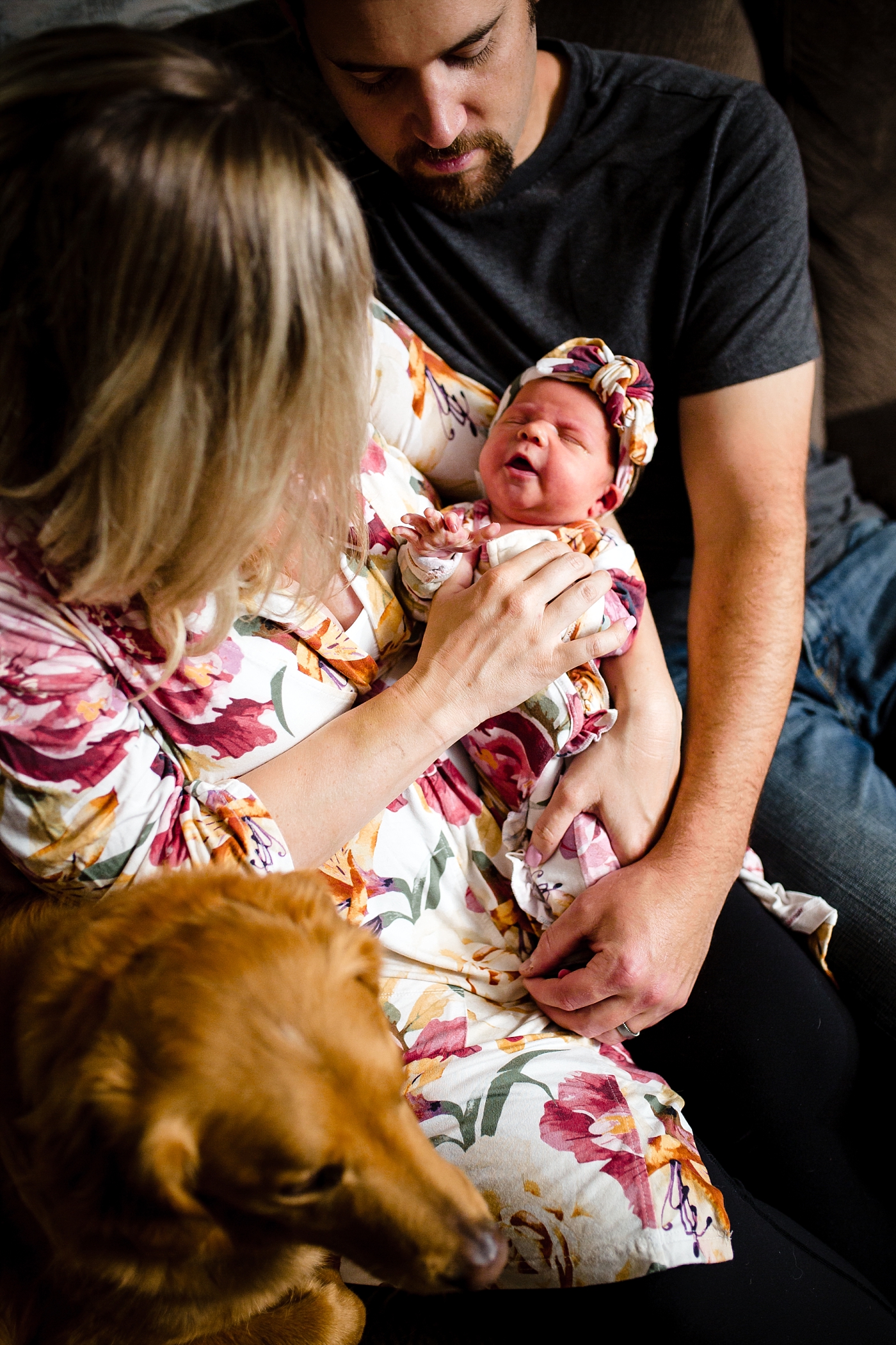 Lifestyle newborn photographer_Milwaukee Family session with a dog