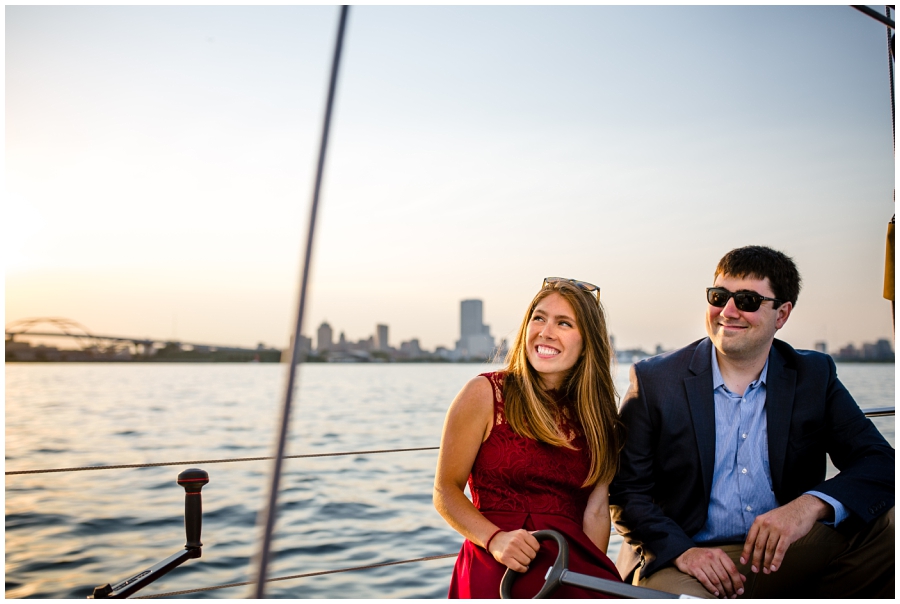 Milwaukee Wedding Photographer_Boat Engagement_Lakefront Sunset